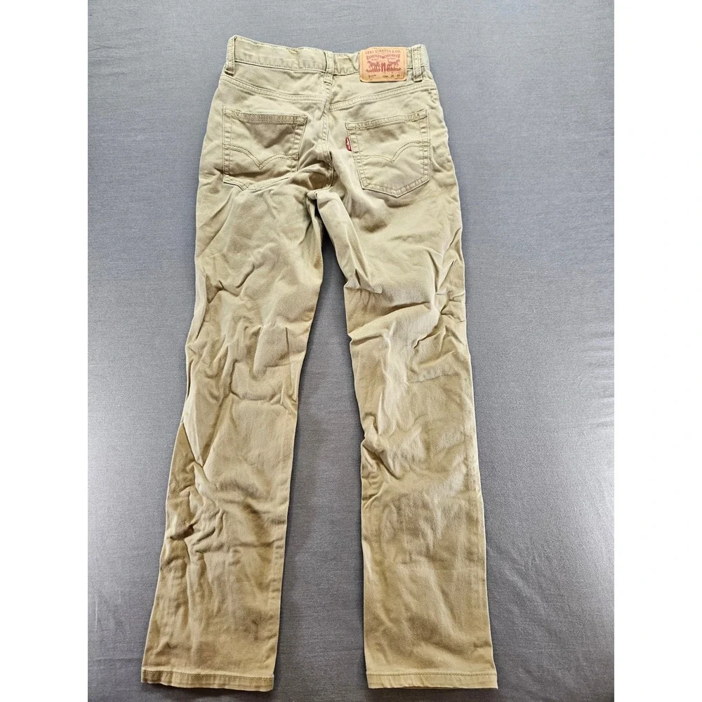 Levis 511 Slim Boys Khaki Tan Chino Pants Size 12 Reg 26x27 Adjustable Waist
